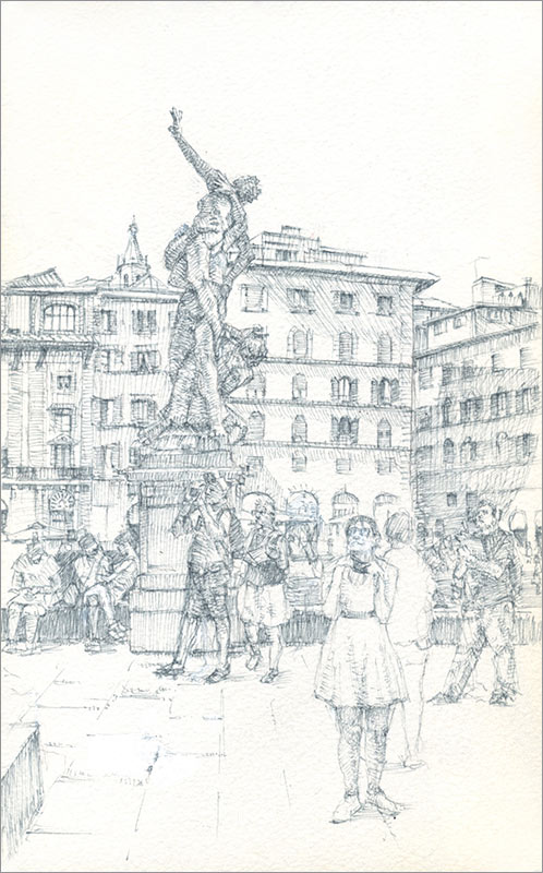 Florence sketchbook, ink on paper, 8 x 5